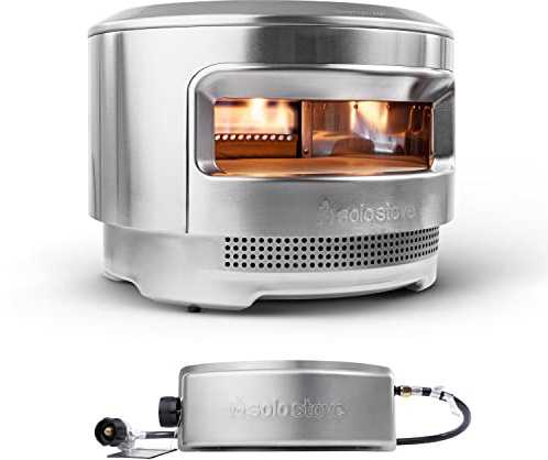 Solo Stove Forno per pizza Pi a legna e a gas | Comprensivo di forno per pizza, gruppo di cottura a legna, pietra per pizza (13 mm), Acciaio inox, Altezza: 38,4 cm x Diametro: 52 cm, Peso 13,8 kg