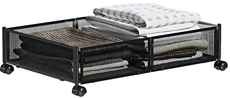MISNODE Almacenamiento debajo de la cama, contenedores de almacenamiento debajo de la cama con ruedas, montaje sin herramientas, cajón organizador de almacenamiento debajo de la cama, negro