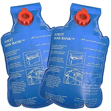 LOWENERGIE Toilet Water Saving Device Cistern Tank Bag Bank Flush Insert Dual Clip Hook (2 Pack)