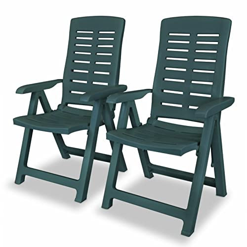Homgoday Verstellbare Gartenstühle 2 STK. Kunststoff Grün Gartenmöbel Model43896