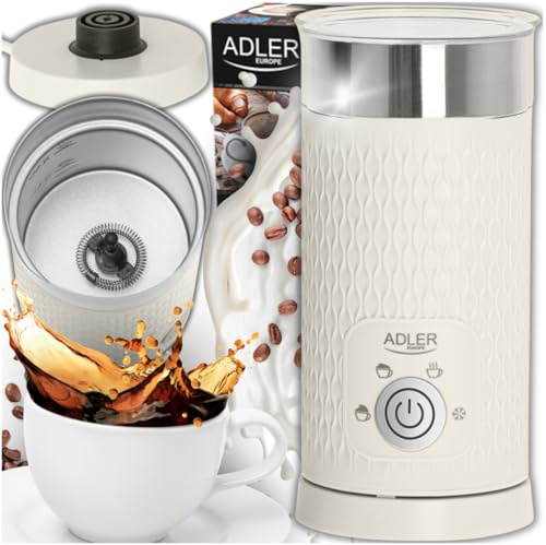 Adler - Espumador eléctrico de leche (300 ml, 4 funciones, para capuchino y latte, para espuma de leche cremosa, sin cable)