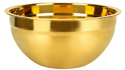 Snailhouse Mixing Bowl, 3.5 Quart Stainless Steel Salad Serving Large Metal Nesting Baking Cooking Big Bowls for Kitchen Entertaining, Gold