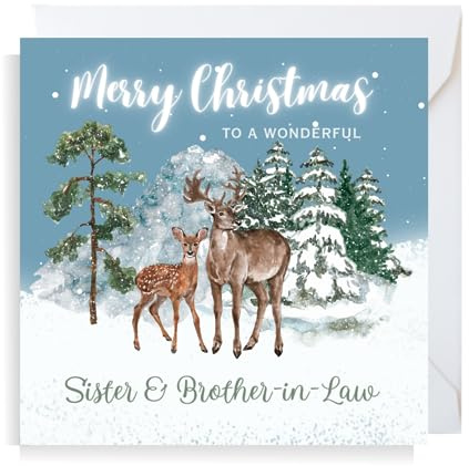 Second Ave Weihnachtskarte für Schwester und Schwager, Rentier, quadratisch, festlich