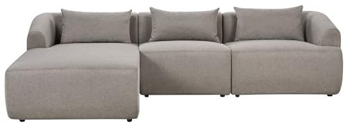 Beliani 3-Sitzer Ecksofa L-förmig Stoff beige Taupe Chaiselongue rechts Kissen Svansele