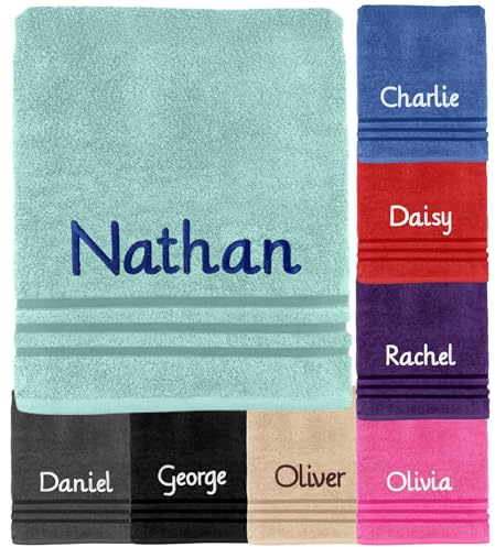 Gembroidery Personalised Towels Face Cloth | Hand Towel | Bath Towel | Bath Sheet | Perfect For Bathing Swimming Beach Holiday Adults & Kids Luxury Towel Set 100% Cotton (Aqua Bath Sheet)