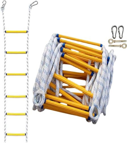 Seilleiter Notfall Feuerleiter 2/3/4 Etagen für Zuhause Klettern Feuer Flucht Tragkraft bis zu 420 kg mit Haken für Fenster und Balkon 3m 5m 8m 10m 15m 20m