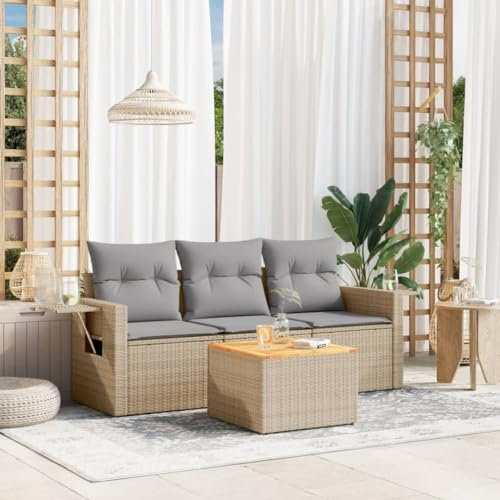 Festnight Gartensofa 3 Sitzer mit Stauraum Balkon Sofa Balkon Lounge Rattan Sofa Lounge Sofa Outdoor Rattansofa Gartenlounge Klein Balkonmöbel Gartenmöbel Sitzecke Balkon Klein