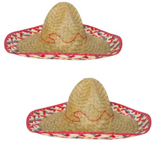 Karnevalsteufel Sombrero-Set Mexikanerhüte in bunten Farben mit rotem Rand