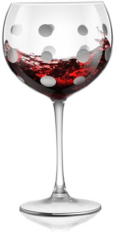 Joeyan 700ML Grande Copas de Vino Tinto O Blanco, Transparente Copa de balón de Vidrio Relieve de Puntos, Copas Gin Tonic para Cócteles, Regalos para Fiesta de Aniversario de Boda,Navidad,Cumpleaños