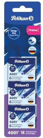 Pelikan Tintenpatronen 4001, Königsblau, 3 x 6 Standard-Patronen
