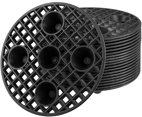 SEUNMUK 20 PCS Black Plant Pot Feet, 20 CM Round Plastic Level Elevator Riser, Flower Plant Stand Holder for Indoor Outdoor Gardens