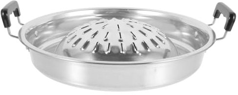Poêle à Griller Coréenne Ronde en Aluminium Poignée Argenté