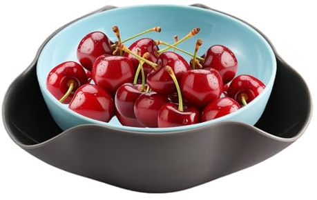 Doppellagige Servierschale, Snackschalen für Pistazien, Nuss-Servierschale mit Muschelaufbewahrung, runde Snackschalen für Popcorn, Pistazienschale mit Muscheltrenner, Aufbewahrungsschale für