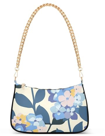 Hortensia Sac à main minimaliste violet tendance avec chaîne pour femme, Hortensia Minimaliste Violet