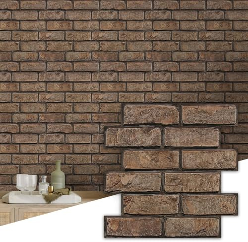 Commomy 3D väggpaneler självhäftande, 10 stycken, 30 × 30 cm, väggbeklädnad, stenutseende, vattentät, högkvalitativ PVC, självhäftande väggpaneler, testen för inomhus väggdekoration