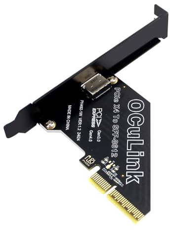 Cablecc PCIe 4.0 X4 auf Oculink Adapter, SFF-8611/8612 auf PCI Express Erweiterungskartenadapter mit 8 cm/12 cm Steckplatzhalterung
