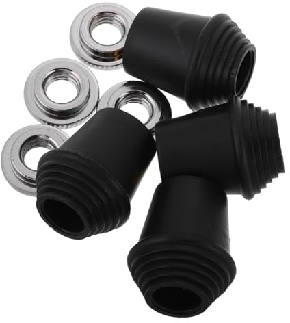 JEWEDECO 4 Stück Schlagzeugständer Gewindegummi mit Sicherungsmuttern Bassdrum Beinfüße aus Robustem Kunststoff für Trommel Hardware Zubehör