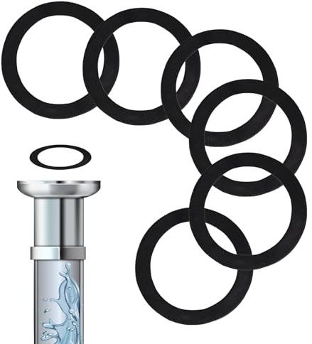 6 Stück Gummi Unterlegscheiben, Waschbecken O-Ring Dichtung 31 mm ID / 45 mm OD / 2 mm, Dichtungsringe für Spülbecken, Abflussrohr und Küchenspüle, Schwarz