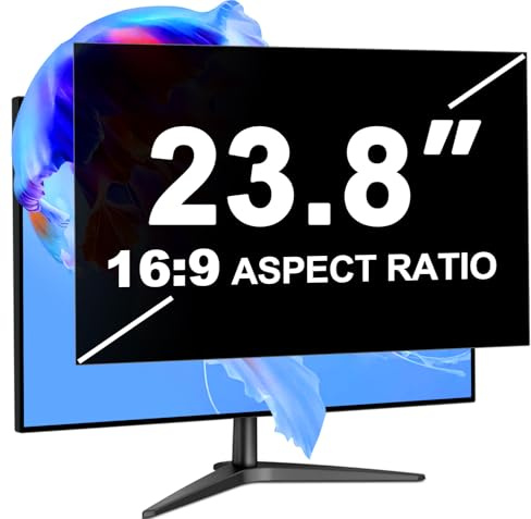 LUSA DESIGN 23,8 Zoll Monitor Blickschutzfilter für 16:9 Seitenverhältnis | Blendfrei Blaulichtfilter Computer Privacy Screen 23.8 Sichtschutzfolie, Abnehmbarer Blickschutzfolie Sichtschutzfilter