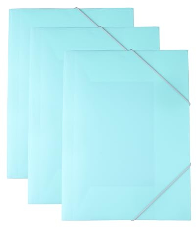 AMO HERMOSO 3 stycken postmapp A4-skola, lätt plastmapp med elastiskt band, samlarmapp för kontor, universitet och hem (3, grön)