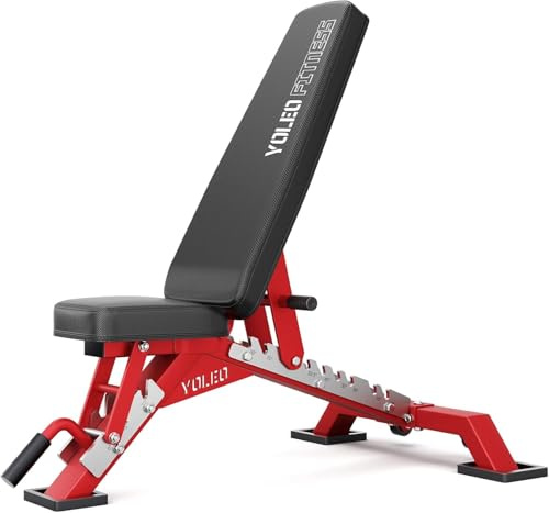 YOLEO Banc de Musculation Réglable 375/1000 kg Dossier Allongé pour les Grands, Banc Pliable en 3 Secondes pour Votre Gym à Domicile, Développé Couché Décliné/à Plat/Incliné