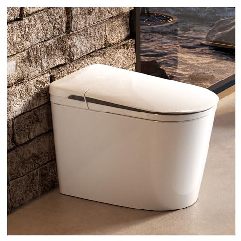 MEJE Toilettes intelligentes, toilettes sans réservoir avec bidet intelligent intégré, siège chauffant, pulvérisateur d'eau chaude et sèche-linge, chasse d'eau automatique, fonctionnement du capteur