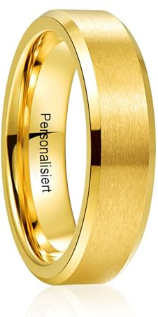 VAKKI 6mm 8mm Wolfram Ring für Herren Damen, Silber Gold Schwarz Einfache Ringe für Hochzeit und Alltag, Bequeme Passform, Abgeschrägte Kanten, Größe 52(16.6)-72(22.9)