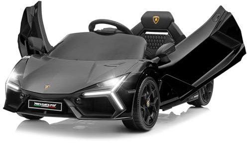 LALAHO Auto elettrica per bambini LAMBORGHINI REVUELTO 12 V (Nero) | Doppi Motori, Telecomando 2.4 GHz, MP3, Sospensioni, Auto Elettrica per Bambini 3-5 Ann