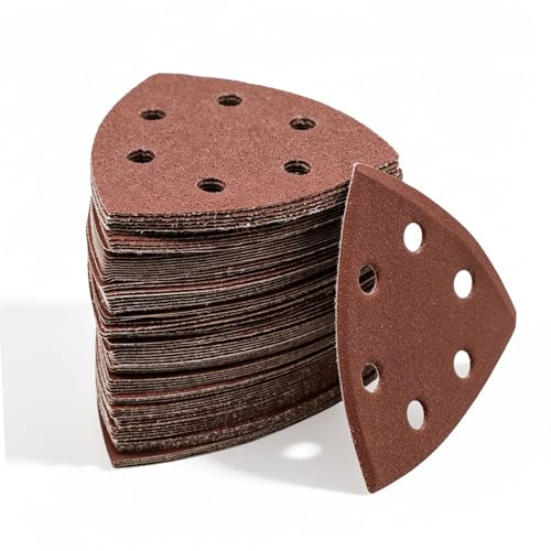 80 fogli di carta abrasiva triangolare per levigatrice a delta | 40/60/80/120/180/240/320/400, dischi abrasivi triangolari per legno, calcestruzzo, metallo, 93 x 93 x 93 mm