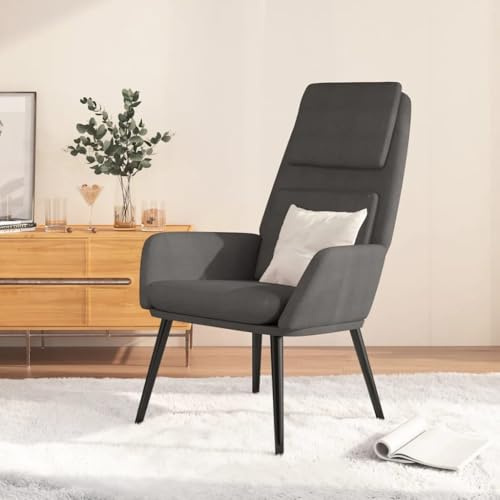 Kaloriko Poltrona relax in tessuto grigio scuro con telaio in metallo, poltroncina imbottita con braccioli e schienale, poltrona da club regolabile per leggere e guardare la TV in soggiorno e ufficio