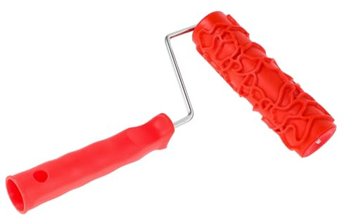 GETAJGHSD Rullo Strutturato per Pittura Muro Rosso in Gomma e Plastico con Manico, Facile da Usare per Decorazione Pareti e Texture Artistiche Fai da Te