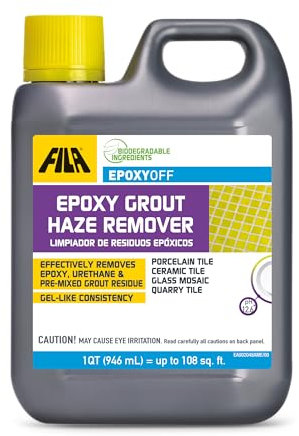 FILA EPOXYOFF, Epoxy Grout Haze Remover, Effectively Removes Epoxy Residue, The Product Can Be Applied on Vertical Surfaces, 1 QT