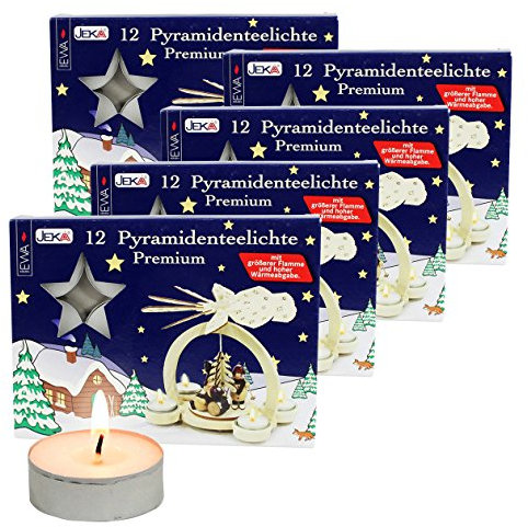 60er Set Pyramiden-Teelichte, inkl. Feuerzeug dazu