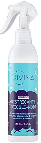 Spray districante scioglinodi senza risciacquo Baby Curly bambini con capelli afro e ricci con aloe bio, miele, olio di rosa, olio di vinaccioli (250ml)