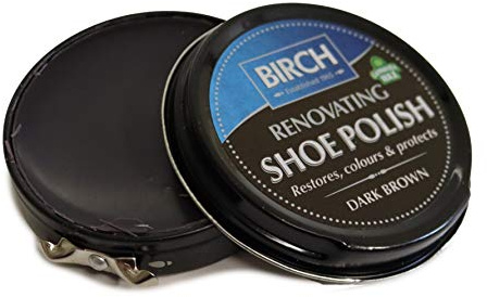 Charles Birch Premium Renovating Shoe Polish 50ml, High Pigment, Cleans Protects Shines inc Carnauba Wax, Lever Open Tin (Dark Brown)