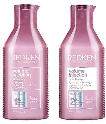 REDKEN Volume Injection, Shampoo and Conditioner Set, For Flat/Fine Hair, Citric Acid, Adds Lift & Volume, 300 ml
