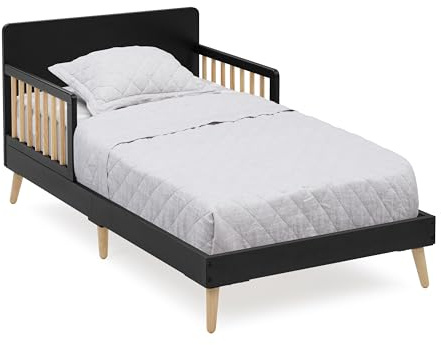 Delta Children Logan Wood Toddler Bed, Greenguard Gold Certified, Midnight Grey/Natural