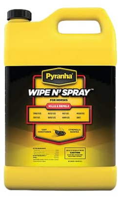 Tack Shack of Ocala Pyranha Fly Spray, Fly Spray for Horses, Fly Spray, Pyranha Wipe and Spray, Pyranha Zero-Bite, Pyranha Nulli Fly- Fly Care for Horses (Wipe & Spray Oil Base Gallon)