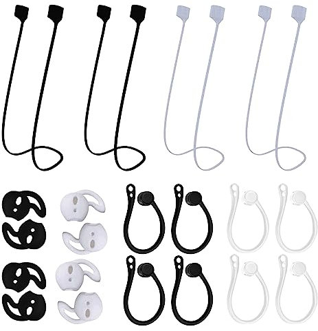 DBALL 4 Paare Ohrhörerkabel 4 Paare Anti Drop Sport Ohrhaken 4 Paare Silikon Ohrpolster Zubehör Kompatibel mit Den Meisten Bluetooth Kopfhörer, für Sport und Outdoor Aktivitäten