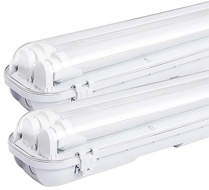 Sonnewelt Reglette LED garage 120cm Eclairage Led etanche 2 unités 18W 3600LM IP65 2xT8 Tube Reglette Led etanche,Blanc neutre 4000K Garage Atelier Plafonnier pour Atelier,Sous Sol,Bureau