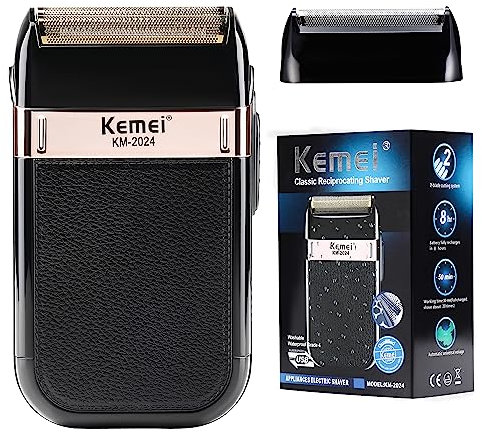 KEMEI Folienrasierer für Herren,Wasserdichter und Schnurloser Elektrorasierer für Männer,Trimmer Rasierklinge Waschbarer Rasierapparat,kompakt und tragbar