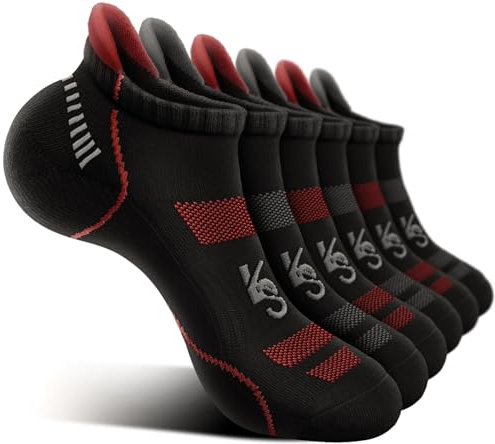 KEMISANT Calcetines Correr Hombre, Calcetines Tobilleros Atléticos para Hombre,Suela Acolchada Completa,Soporte para el Arco(6Pares,35-38)