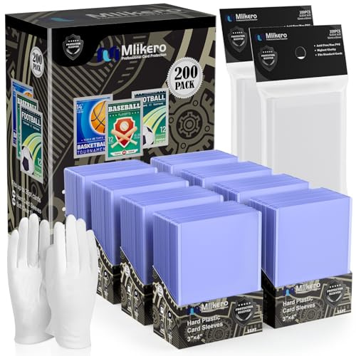 Mlikero 400 Stück Karten Hüllen, 3X4 Hartkartenhüllen, Sammelkartenhüllen passend für MTG, Sammelkarten, Sportkarten (200 Hartkartenhüllen + 200 Transparente Kartenhüllen)