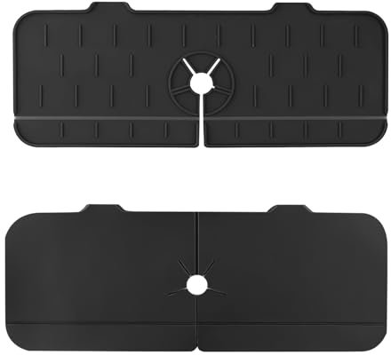 Silicone Sink Faucet Mat, 37×13.5cm Draining Tap Mat for Kitchen Sink Splash Guard, Silicone Protector Faucet Absorbent Soap Holder for Water Catching & Countertop Protection