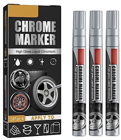 Lackstift Auto Chrom Lackstift, Auto Kratzer Entferner Stift, 3 Stück Autoreparaturlack, Kratzer-Entferner-Lackstift, Hochglanz Flüssig Chrom Marker, Chrom-Markierungsstift, Ausbesserungslack