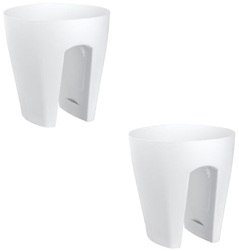 Engelland 2 x Blumentopf für Balkon-Geländer, Farbe: Weiß, Blumenkasten, Balkonkiste, 9 Liter, Kunststoff, Außenbereich, B Ø 29 x H 30 cm