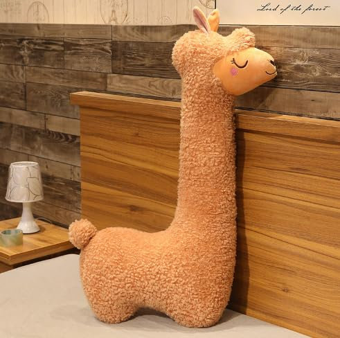 TRENSETGO 75cm Alpaka-Plüschtier, Kuscheltier mit langem Hals, Seitenschläferkissen, Heimdekoration, Stofftier, Cartoon-Tier, Lama, Geschenk für Freundin, Kinder, Freund, Liebhaber (Braun)