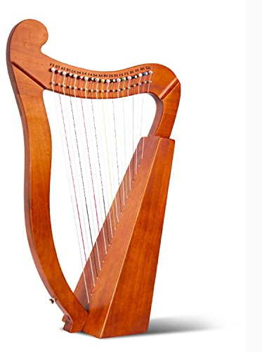 Lyra-Harfe, 19 Saiten für Erwachsene, Lyra-Metallsaiten, Holz-Harfeninstrument, Mahagoni-Lye-Harfe für Anfänger, Instrumentenliebhaber, Musikliebhaber