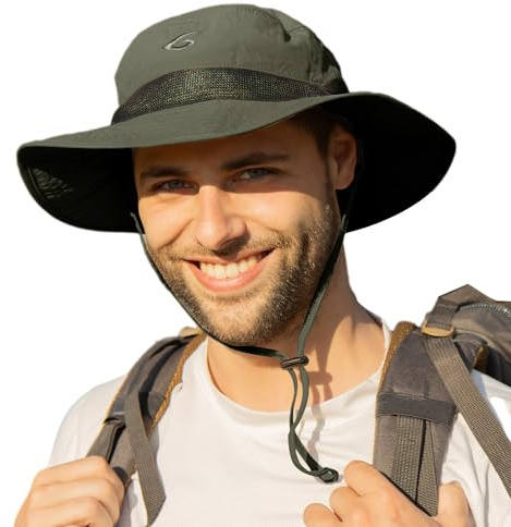 TOP-EX Sonnenhut mit breiter Krempe, Unisex, LSF 50, wasserdicht, verstellbar, atmungsaktiv, für Outdoor-Abenteuer, Wandern, Angeln, Safari, leicht verstaubar Grün L/XL