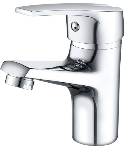Wasserhahn Bad Waschtischmischer, Bevankly Einhebelmischer Armatur für Waschbecken Badezimmer mit Kalt/Warmwasser, Chrom Mischbatterie für Waschbecken, Messing G3/8